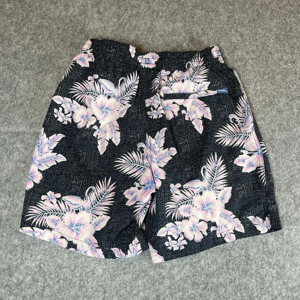 Chubbies Swim‎ Trunks Floral Black Pink Lined Men's Medium 7